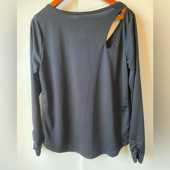 Pro Player Black Top One Shoulder Cut Out Size Large Athletic Long Sleeve - Picture 2 of 14